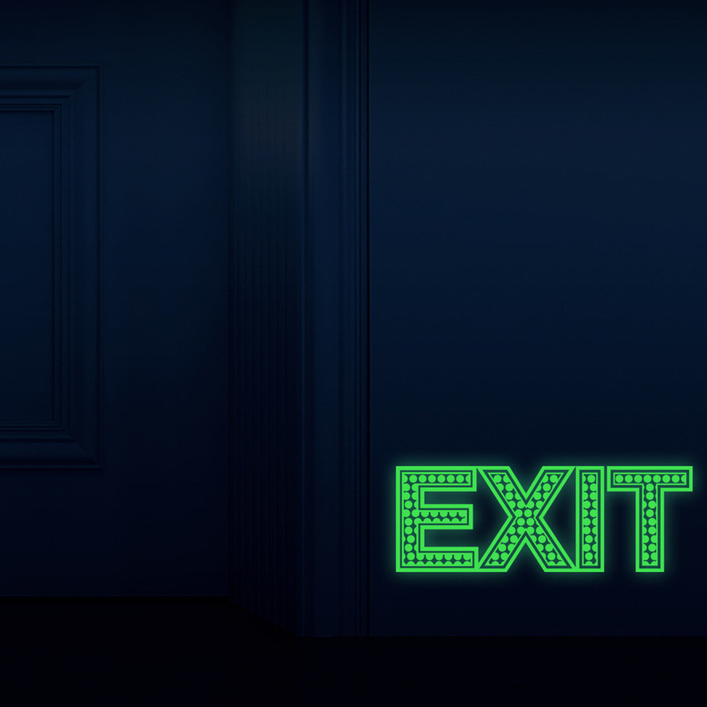 Emergency Exit Sign - 3 шт. светящихся в темноте наклеек