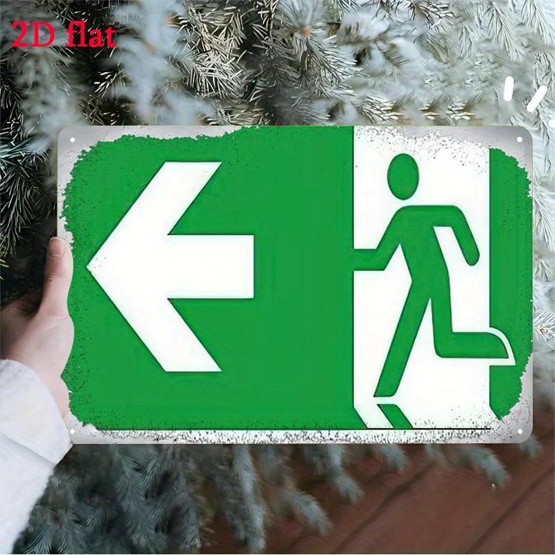 Emergency Exit Sign - Металлический знак эвакуации - зеленый и